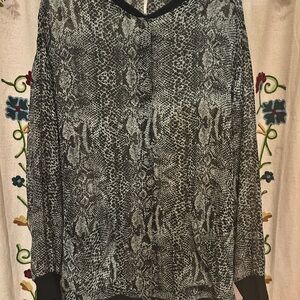 Free People Black and Gray Snake Print Top